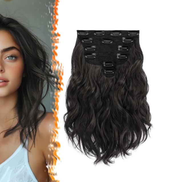 ¡Consigue un bonito cabello con extensiones de clip de pelo negro!