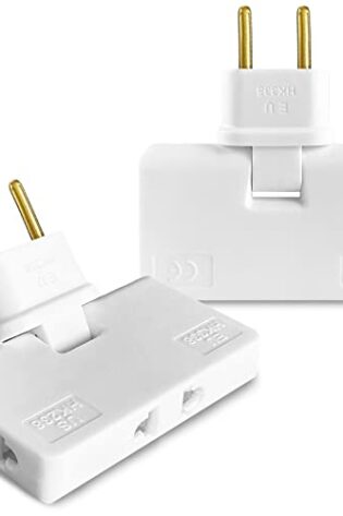 Ladron Multiple Enchufes Plano con 3 Tomas y Cabezal Giratorio 180º | Adaptador Europeo - Americano | Enchufe de Pared Ligero y Compacto, para Espacios Difíciles de Alcanzar (2)