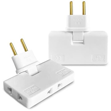 Ladron Multiple Enchufes Plano con 3 Tomas y Cabezal Giratorio 180º | Adaptador Europeo – Americano | Enchufe de Pared Ligero y Compacto, para Espacios Difíciles de Alcanzar (2)