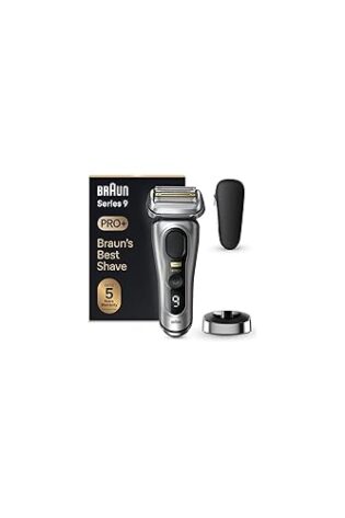 Braun Series 9 Pro+ Afeitadora Eléctrica Hombre, Máquina de Afeitar Barba, Centro De Limpieza SmartCare, En Seco Y En Mojado, 9567cc, Plata