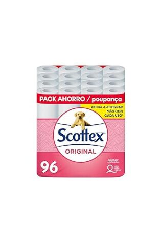 Scottex Papel Higiénico Original 96 rollos, 6 packs de 16 rollos