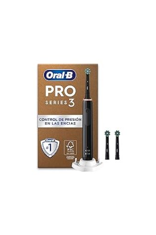 Oral-B Pro 3 3000 Cepillo de Dientes Eléctrico con Mango Recargable y 3 Cabezales, Diseñado por Braun, Regalos Originales para Mujer y Hombre - Negro