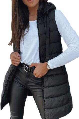 Veatzaer - Chaleco largo para mujer, unicolor, sin