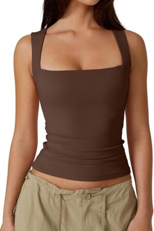 QINSEN - Blusas básicas ajustadas de doble capa