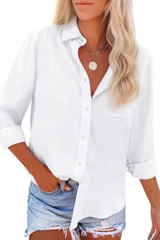 Camisas de algodón con botones, para mujer, cam...