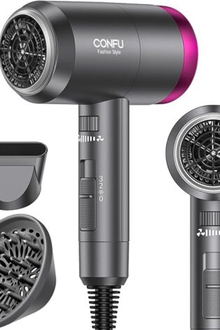 CONFU Secador de pelo iónico de 1600 W,