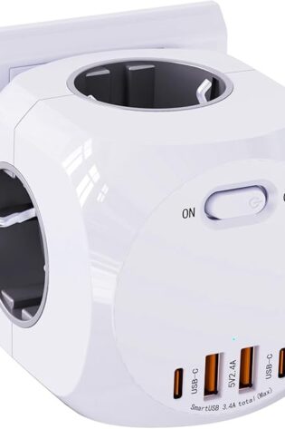 8-en-1 Cubo Enchufe, Enchufe Multiple con USB, 4AC