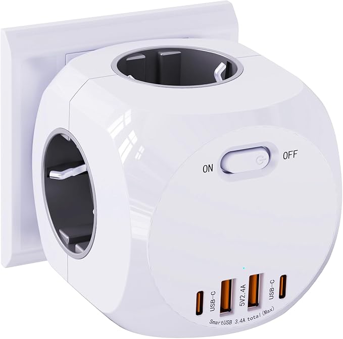 8-en-1 Cubo Enchufe, Enchufe Multiple con USB, 4AC Otros Ofertas Outlet 8-en-1 Cubo Enchufe, Enchufe Multiple con USB, 4AC