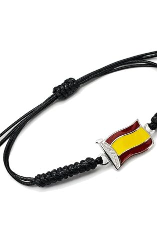 Pulsera España EKONAT Acero Hilo Rojo Negro