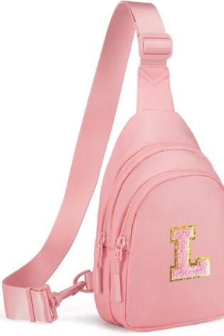 Pequeña bolsa con inicial para niñas y mujeres,