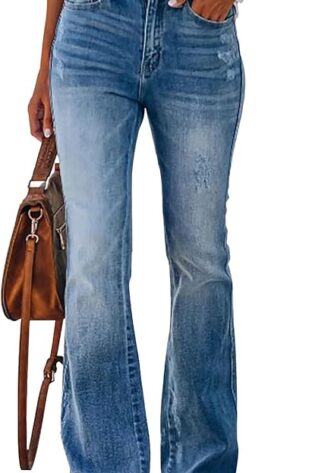 KUNMI Jeans acampanados para mujer, cintura alt...