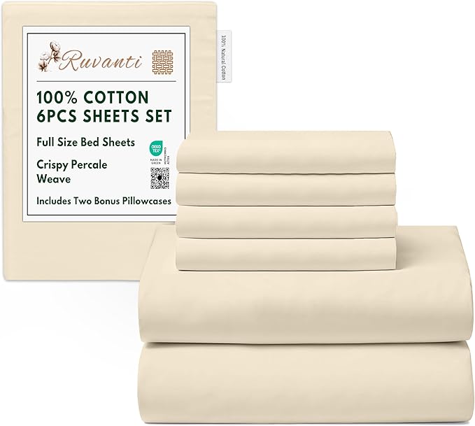 RUVANTI Juego de 6 sábanas de algodón 10... 35.96€