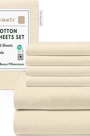 RUVANTI Juego de 6 sábanas de algodón 100%