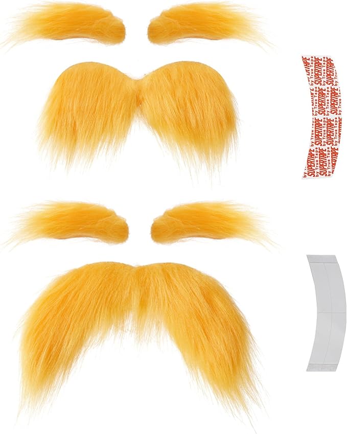 2 bigotes amarillos y cejas con cinta de Otros Ofertas Outlet 2 bigotes amarillos y cejas con cinta de