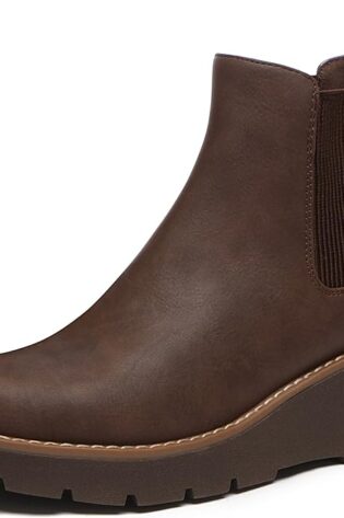 Athlefit - Botines Chelsea, para mujer, de cuña,