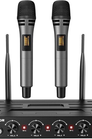 TONOR Sistema de micrófonos inalámbricos con ca...