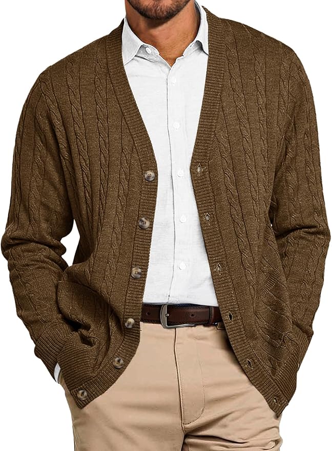 Runcati Suéter de punto trenzado para hombre, c… Otros Ofertas Outlet Runcati Suéter de punto trenzado para hombre, c...