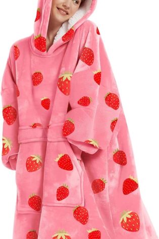 Manta portátil de sherpa con capucha, para adul...