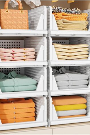 SNSLXH Paquete de 5 cestas apilables de almacen...