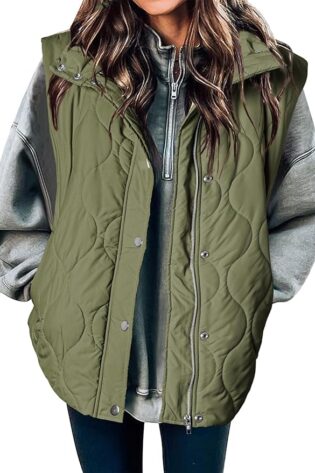 EVALESS - Chaleco acolchado recortado para muje...