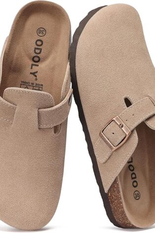 Zuecos de gamuza auténtica para mujeres y hombres,