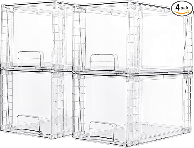 Vtopmart Paquete de 4 cajones grandes apilables de Otros Ofertas Outlet Vtopmart Paquete de 4 cajones grandes apilables de