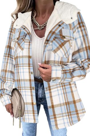 Zeagoo Chaqueta a cuadros para mujer, de manga