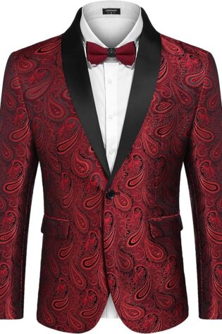 COOFANDY Chaqueta de esmoquin floral para hombr...