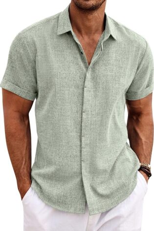 COOFANDY - Camisas de lino para hombre, camisas