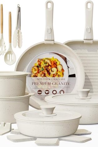 Astercook Juego de 23 ollas y sartenes antiadhe...