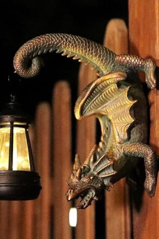 Estatua solar de dragón para pared, estatua de