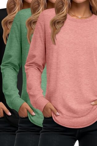 Ficerd Paquete de 3 camisetas largas sin botones