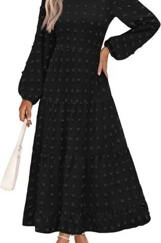 PRETTYGARDEN Vestido largo elegante de manga la...