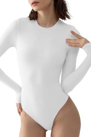 PUMIEY Body de manga larga con cuello redondo