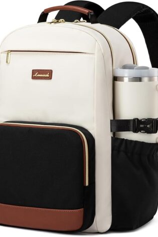 LOVEVOOK Mochila para laptop para mujer, Beige -