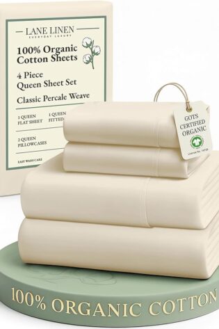 LANE LINEN Juego de sábanas de 100% algodón