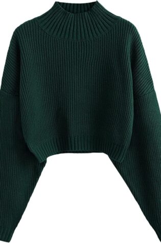 ZAFUL Suéter corto de mujer con cuello alto,