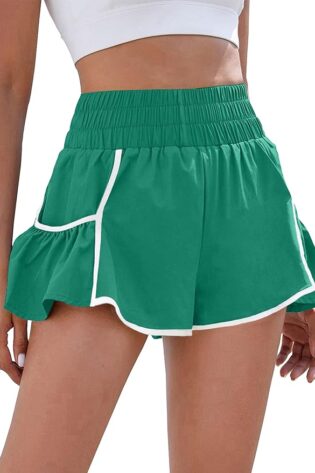 BMJL Pantalones cortos de cintura alta para mujer,