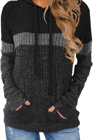 MixShe - Sudadera con capucha de punto con