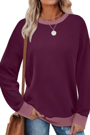 Saloogoe Sudaderas para mujer, cuello redondo, ...