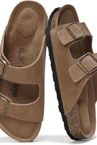 Project Cloud - Sandalias planas de cuero autén...