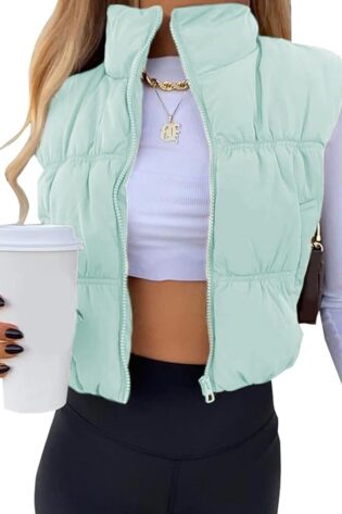 Athlisan Chaleco acolchado corto para mujer, co...