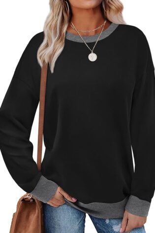 Saloogoe Sudaderas para mujer, cuello redondo, ...