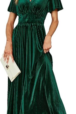 Simplee - Vestido largo de terciopelo con cuello