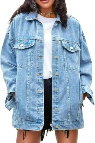 Omoone - Chaqueta de mezclilla extragrande para...