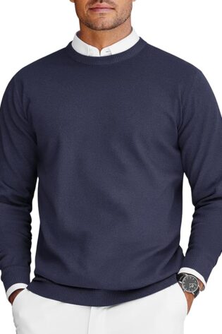 COOFANDY Suéteres de cuello redondo para hombre...