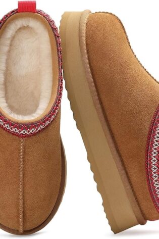 KIDMI Pantuflas de plataforma de gamuza genuina...