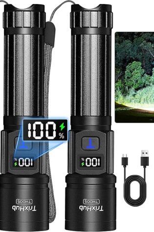 Paquete de 2 linternas recargables, luz flash s...