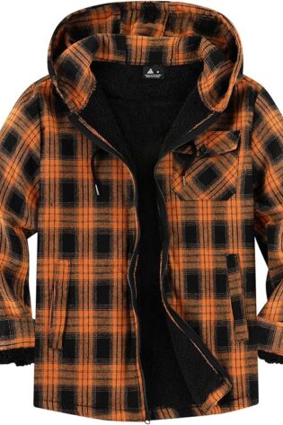 SCODI Chaqueta de franela a cuadros para hombre,