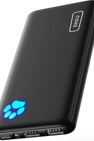 INIU Power Bank, Slimmest USB C Triple 3A de Alta Velocidad 10000mAh Bateria Externa, Bateria Portatil con Linterna para iPhone 15 14 13 12 11 X Pro MAX Samsung S22 S21 S20 iPad Tablet Airpods etc